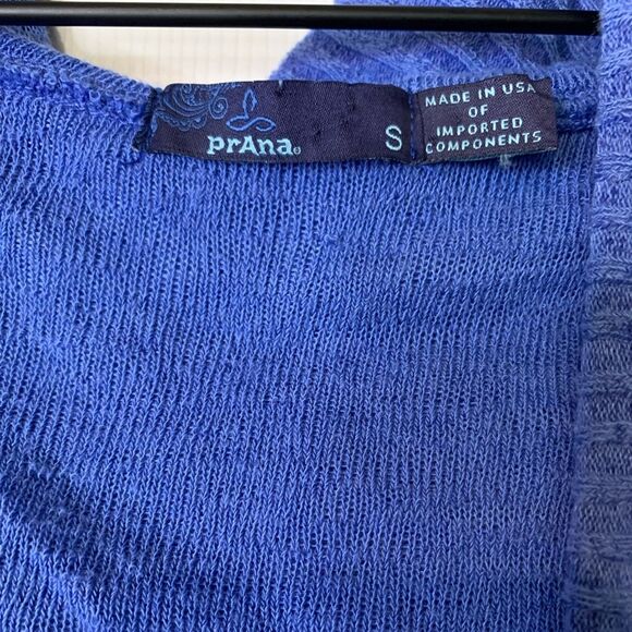 prAna Hilo Duster Blue Open Front Hooded Cardigan Sweater. Size Small - Picture 5 of 7